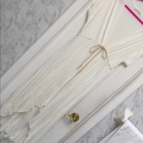 IVORY KNIT HIGH LOW BOHO CARDIGAN COVER UP - Picture 7 of 8